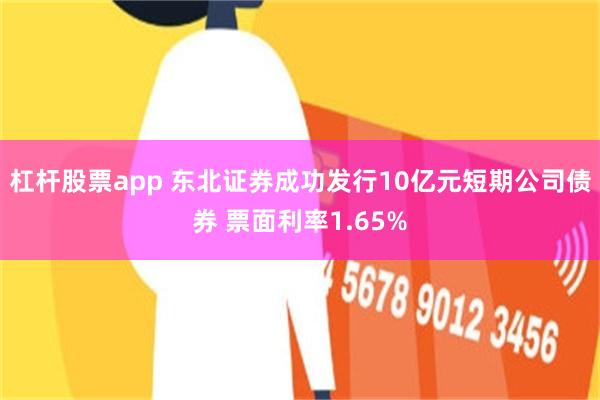 杠杆股票app 东北证券成功发行10亿元短期公司债券 票面利率1.65%