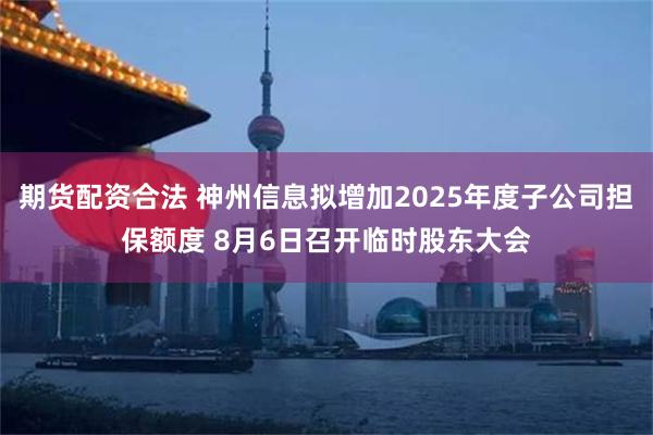 期货配资合法 神州信息拟增加2025年度子公司担保额度 8月6日召开临时股东大会