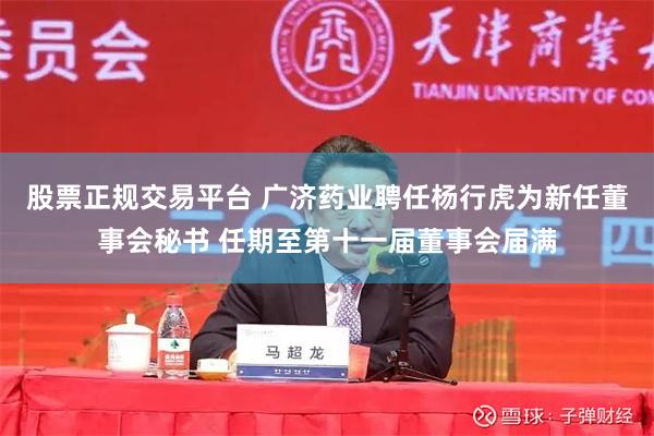 股票正规交易平台 广济药业聘任杨行虎为新任董事会秘书 任期至第十一届董事会届满