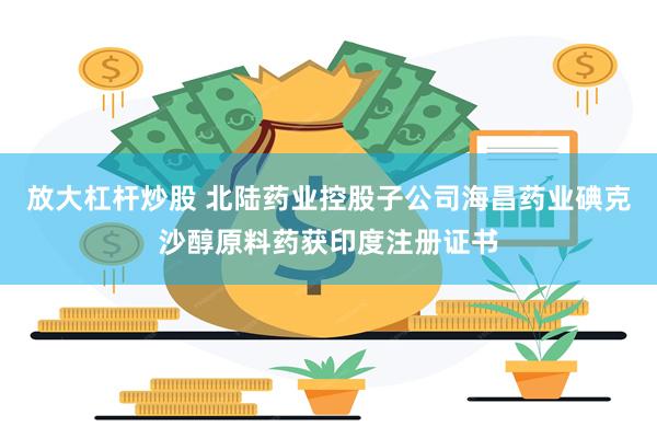 放大杠杆炒股 北陆药业控股子公司海昌药业碘克沙醇原料药获印度注册证书