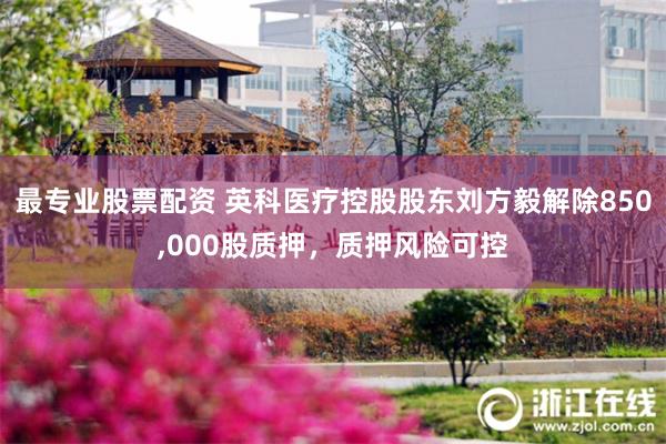 最专业股票配资 英科医疗控股股东刘方毅解除850,000股质押，质押风险可控
