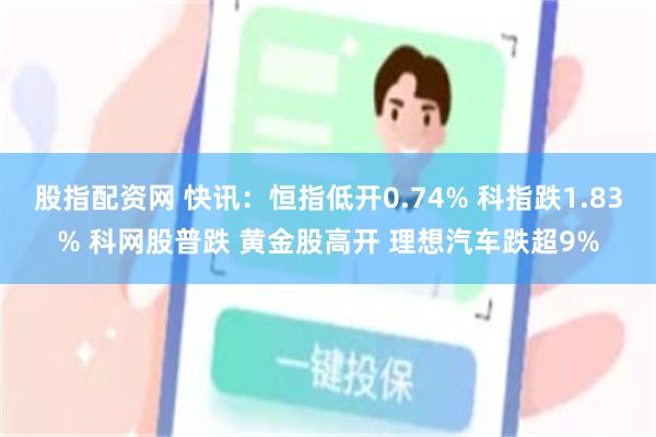 股指配资网 快讯：恒指低开0.74% 科指跌1.83% 科网股普跌 黄金股高开 理想汽车跌超9%