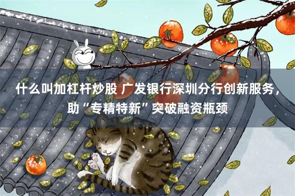什么叫加杠杆炒股 广发银行深圳分行创新服务，助“专精特新”突破融资瓶颈