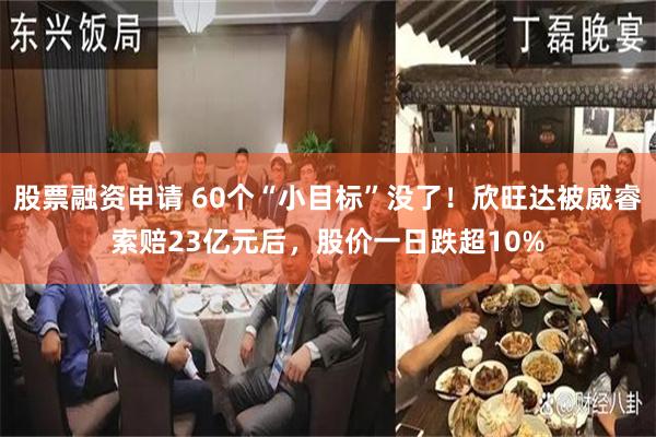 股票融资申请 60个“小目标”没了！欣旺达被威睿索赔23亿元后，股价一日跌超10%