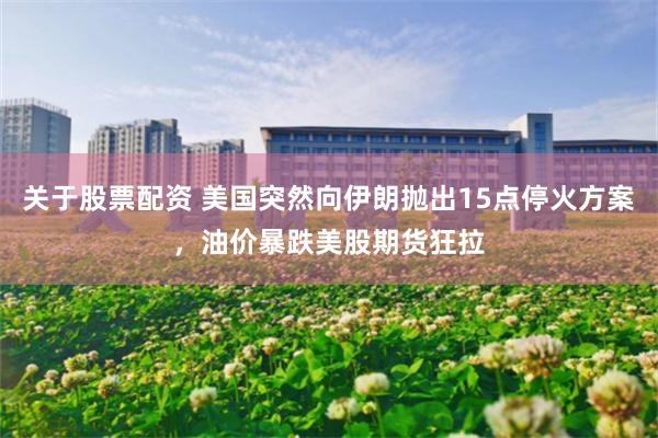 关于股票配资 美国突然向伊朗抛出15点停火方案，油价暴跌美股期货狂拉