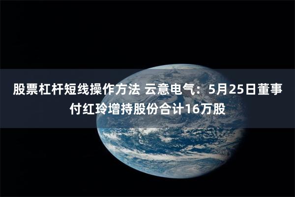 股票杠杆短线操作方法 云意电气：5月25日董事付红玲增持股份合计16万股