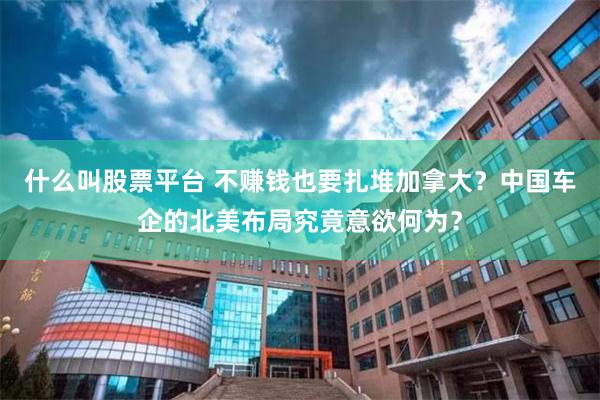 什么叫股票平台 不赚钱也要扎堆加拿大？中国车企的北美布局究竟意欲何为？