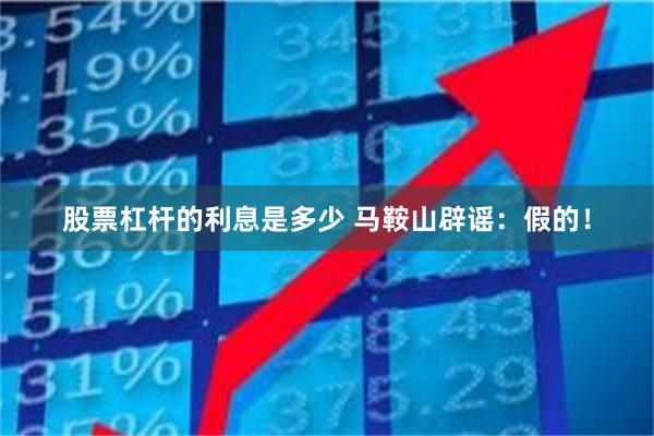 股票杠杆的利息是多少 马鞍山辟谣：假的！
