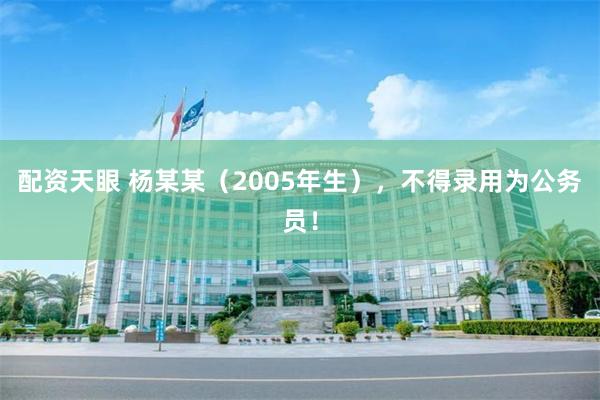 配资天眼 杨某某（2005年生），不得录用为公务员！