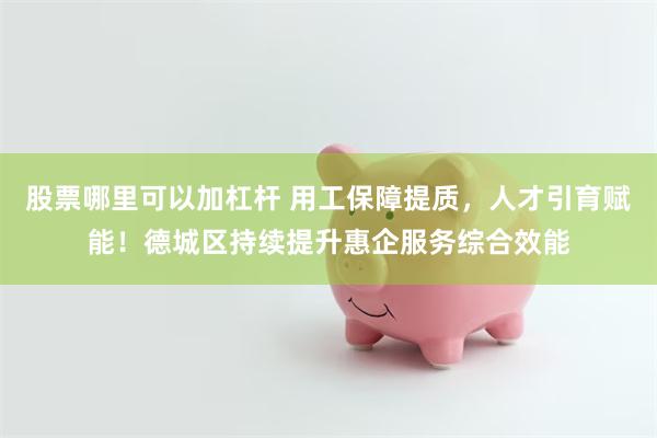 股票哪里可以加杠杆 用工保障提质，人才引育赋能！德城区持续提升惠企服务综合效能