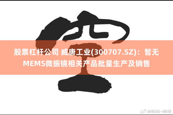 股票杠杆公司 威唐工业(300707.SZ)：暂无MEMS微振镜相关产品批量生产及销售