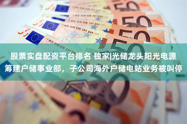 股票实盘配资平台排名 独家|光储龙头阳光电源筹建户储事业部，子公司海外户储电站业务被叫停
