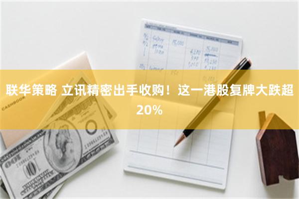 联华策略 立讯精密出手收购！这一港股复牌大跌超20%